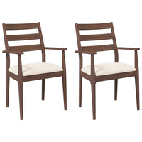 Sedie da Pranzo con Cuscini 2pz Marrone Legno Massello di Hevea 4102471
