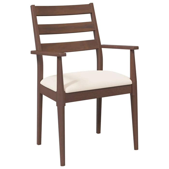 Sedie da Pranzo con Cuscini 2pz Marrone Legno Massello di Hevea 4102471
