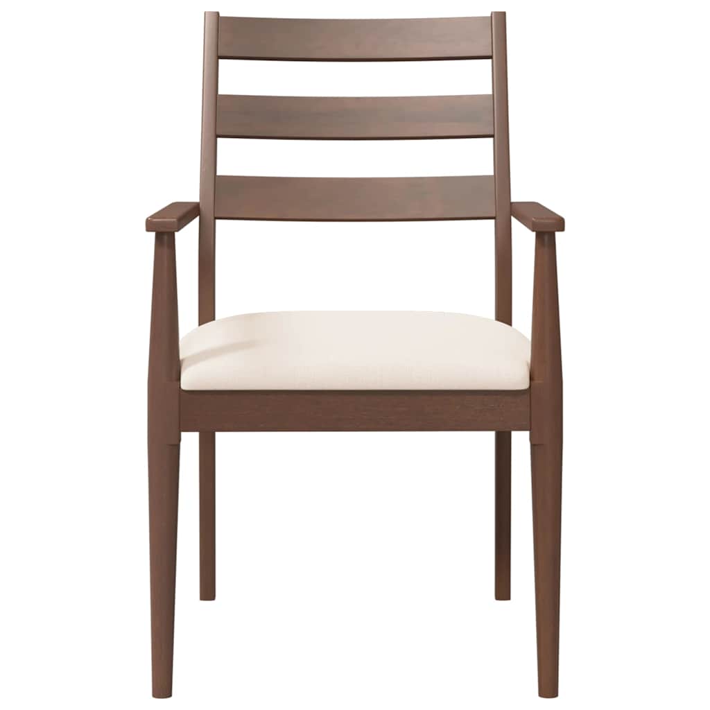 Sedie da Pranzo con Cuscini 2pz Marrone Legno Massello di Hevea 4102471