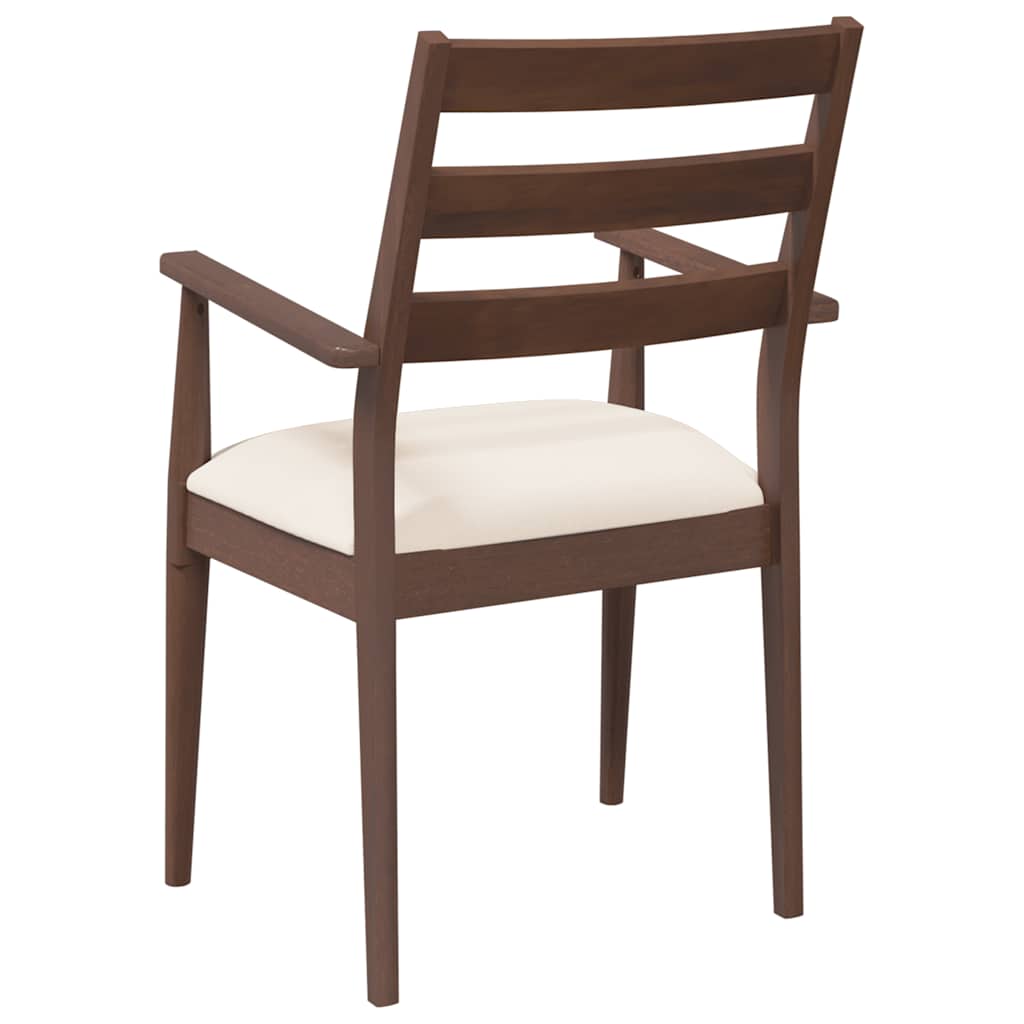Sedie da Pranzo con Cuscini 2pz Marrone Legno Massello di Hevea 4102471