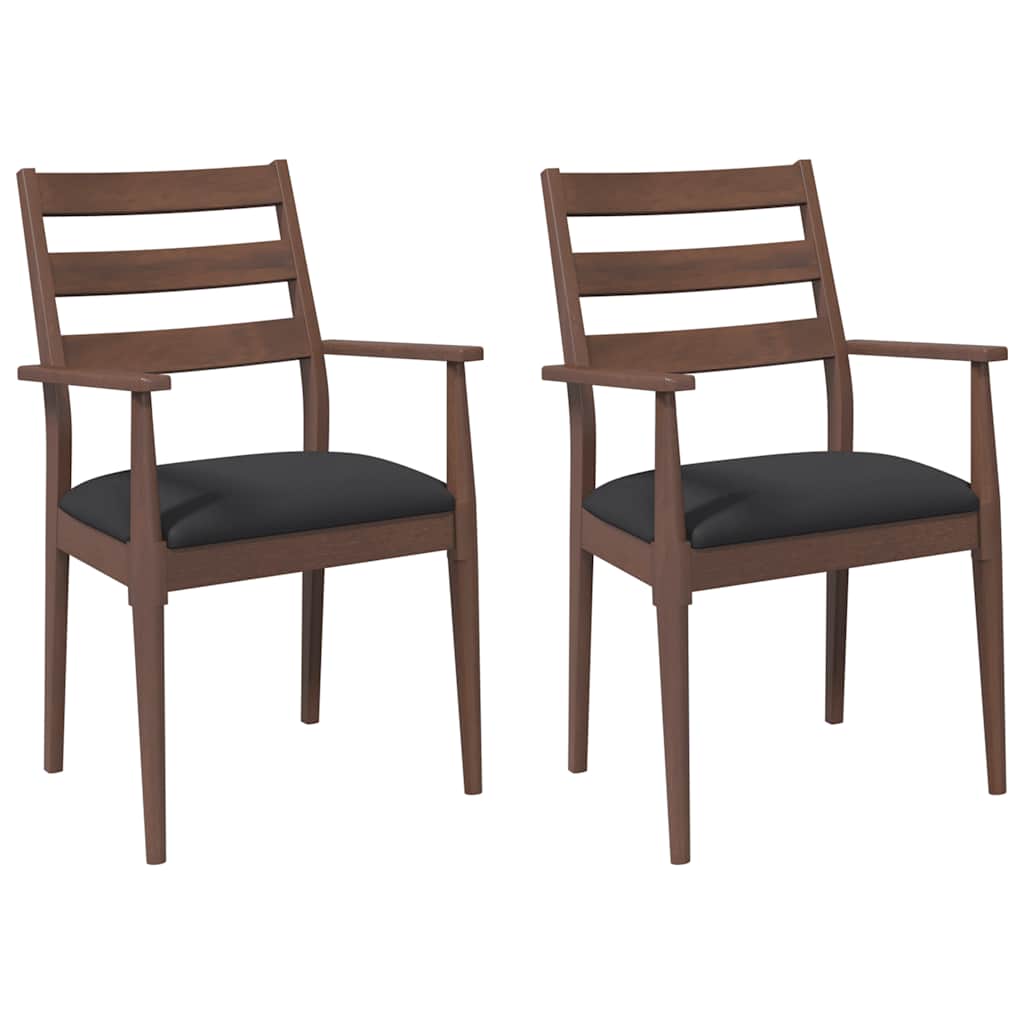 vidaXL Sedie da Pranzo con Cuscini 2pz Marrone Legno Massello di Hevea