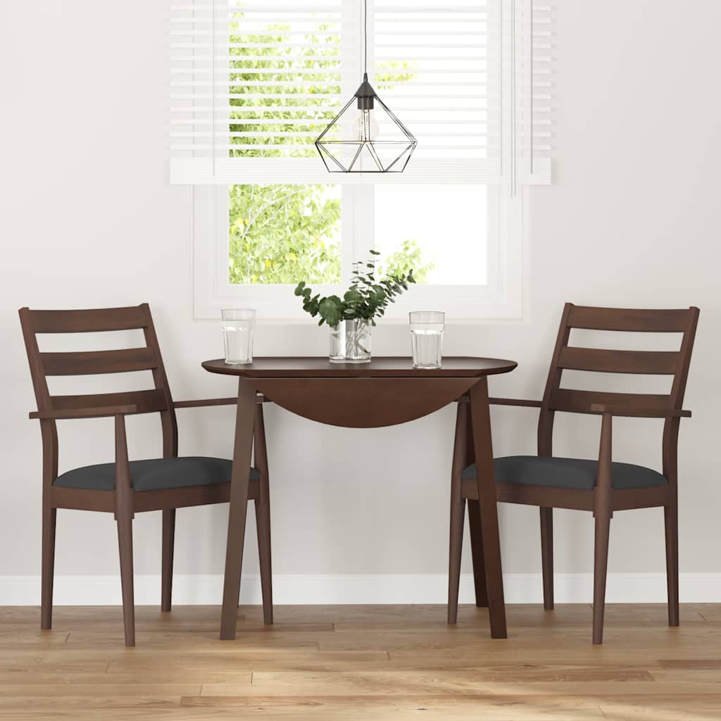 Sedie da Pranzo con Cuscini 2pz Marrone Legno Massello di Hevea 4102472