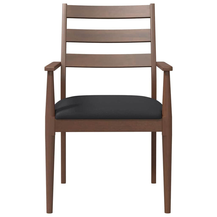 vidaXL Sedie da Pranzo con Cuscini 2pz Marrone Legno Massello di Hevea