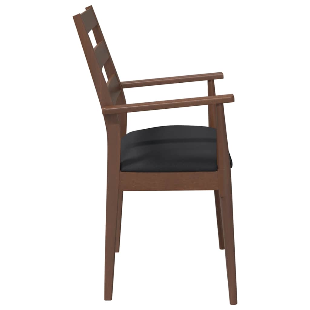 vidaXL Sedie da Pranzo con Cuscini 2pz Marrone Legno Massello di Hevea