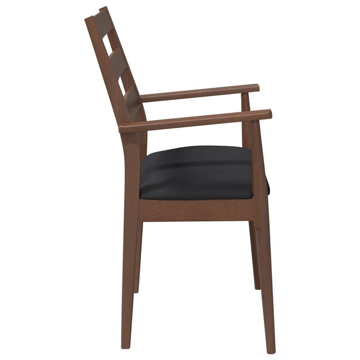 Sedie da Pranzo con Cuscini 2pz Marrone Legno Massello di Hevea 4102472