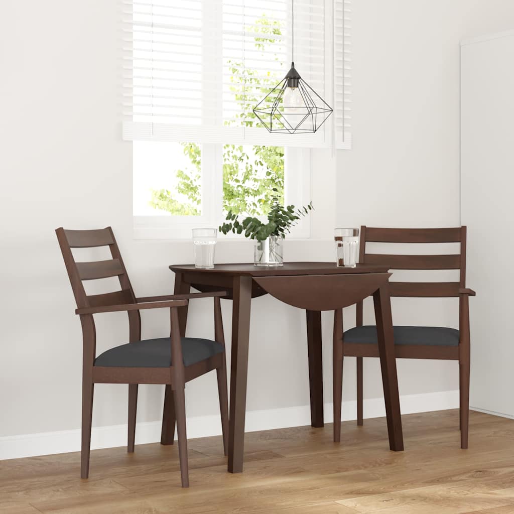 Sedie da Pranzo con Cuscini 2pz Marrone Legno Massello di Hevea 4102472