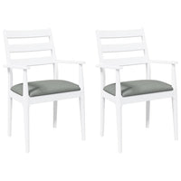 Sedie da Pranzo con Cuscini 2 pz Bianco Legno Massello di Hevea