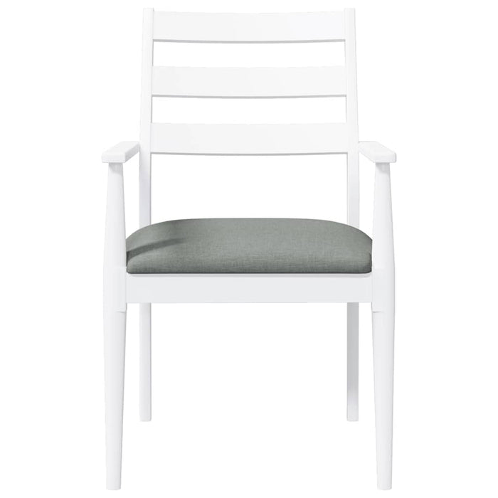 Sedie da Pranzo con Cuscini 2 pz Bianco Legno Massello di Hevea 4102474
