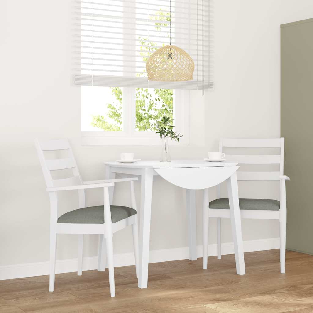 Sedie da Pranzo con Cuscini 2 pz Bianco Legno Massello di Hevea 4102474