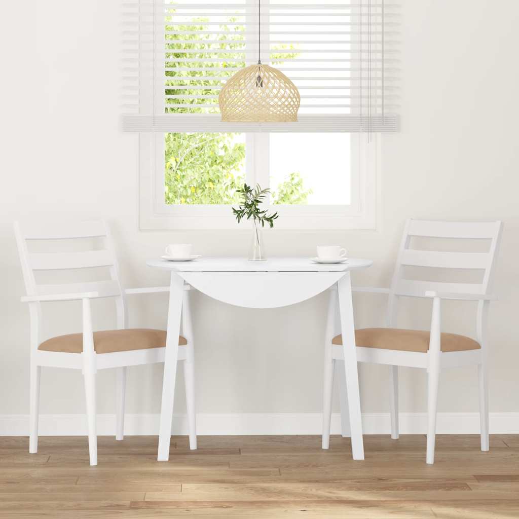 Sedie da Pranzo con Cuscini 2 pz Bianco Legno Massello di Hevea 4102475