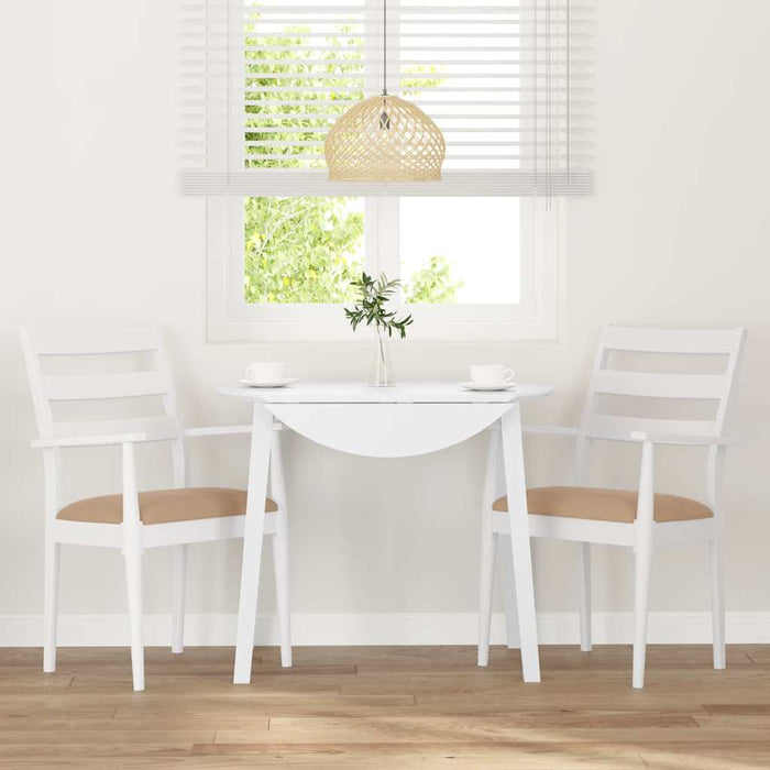 Sedie da Pranzo con Cuscini 2 pz Bianco Legno Massello di Hevea 4102475