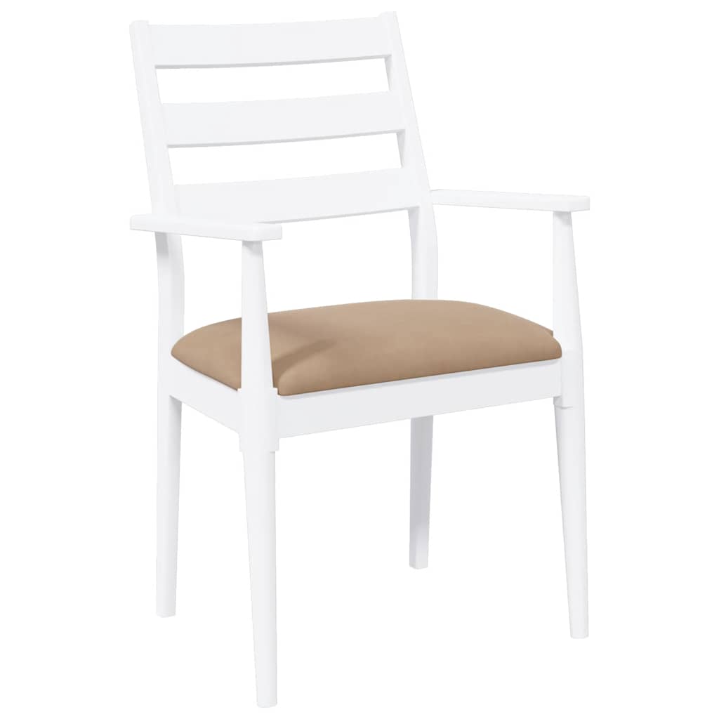 Sedie da Pranzo con Cuscini 2 pz Bianco Legno Massello di Hevea 4102475