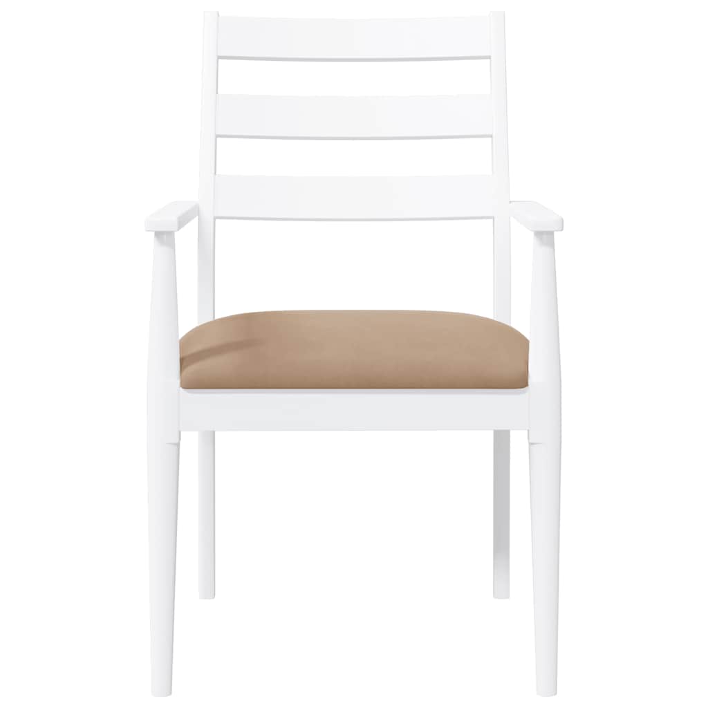 Sedie da Pranzo con Cuscini 2 pz Bianco Legno Massello di Hevea 4102475