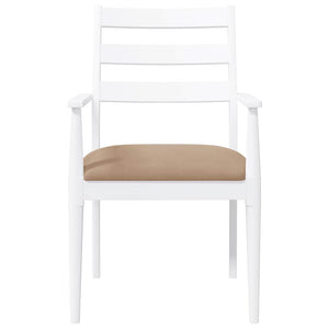 Sedie da Pranzo con Cuscini 2 pz Bianco Legno Massello di Hevea 4102475