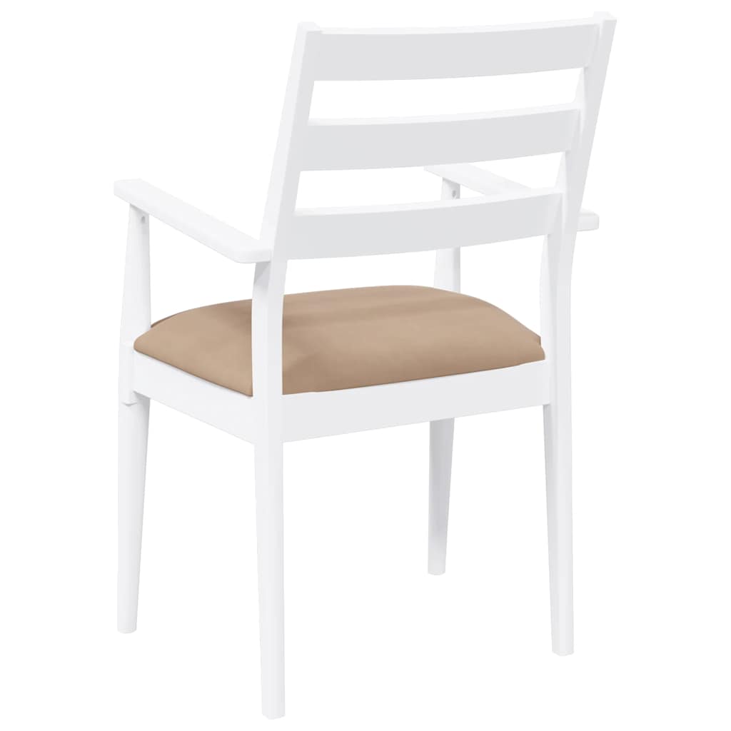 Sedie da Pranzo con Cuscini 2 pz Bianco Legno Massello di Hevea 4102475