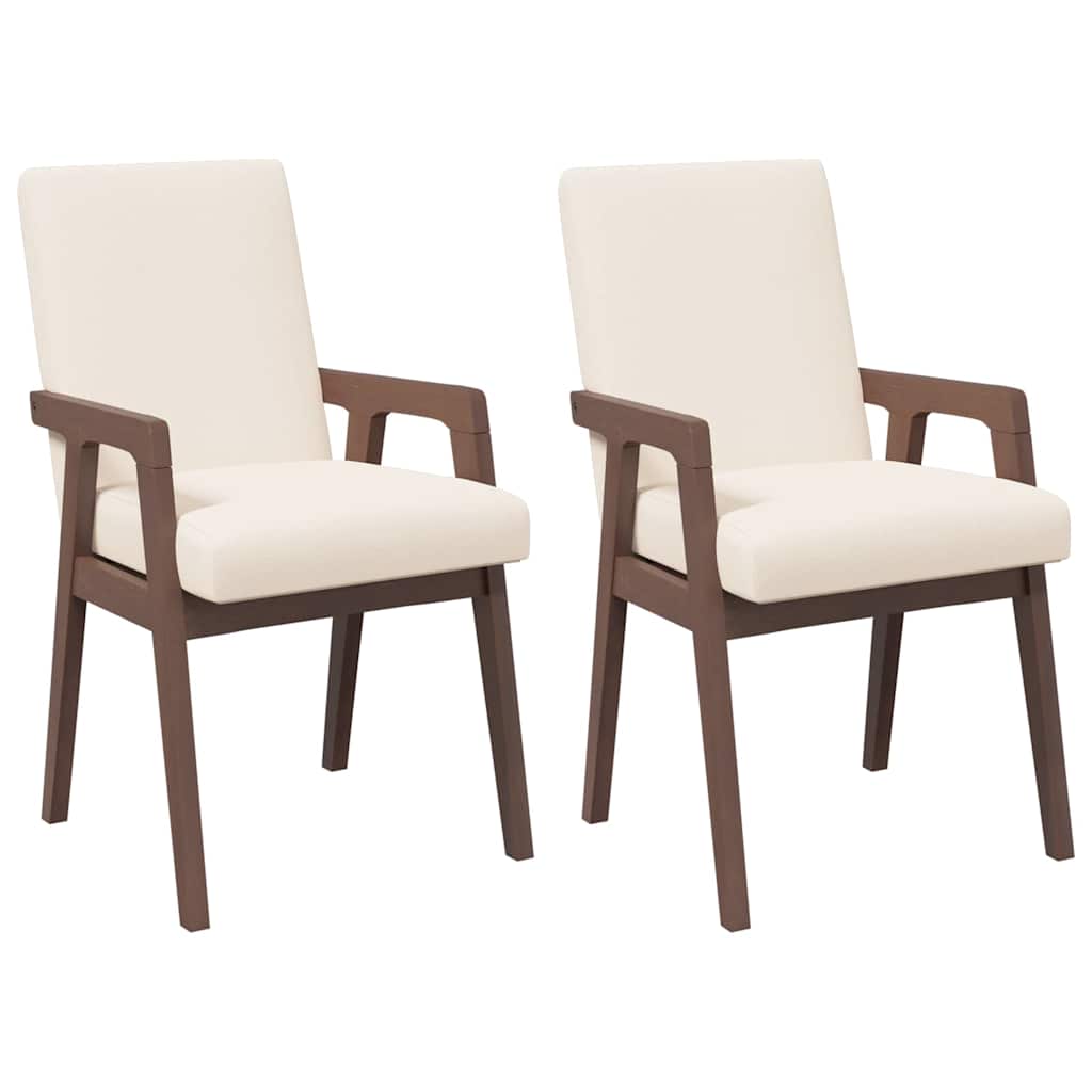 Sedie da Pranzo con Cuscini 2pz Marrone Legno Massello di Hevea