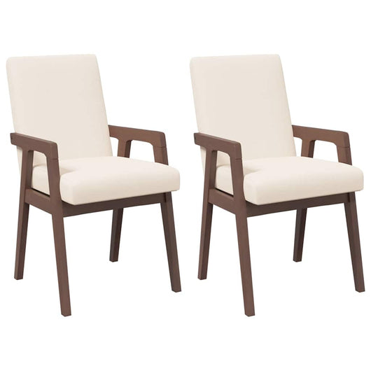 Sedie da Pranzo con Cuscini 2pz Marrone Legno Massello di Hevea