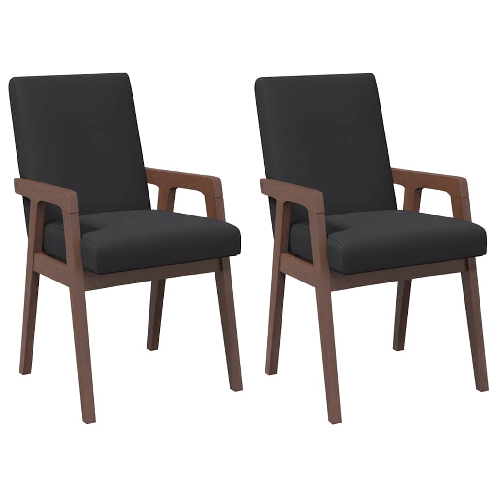 Sedie da Pranzo con Cuscini 2pz Marrone Legno Massello di Hevea