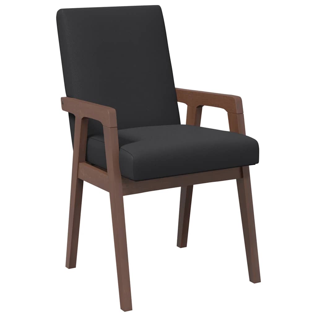 Sedie da Pranzo con Cuscini 2pz Marrone Legno Massello di Hevea