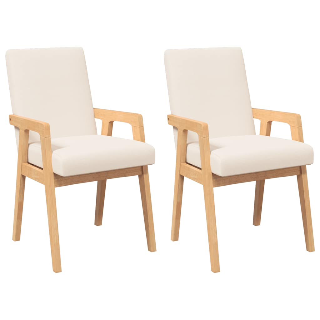 Sedie da Pranzo con Cuscini 2 pz in Legno Massello di Hevea