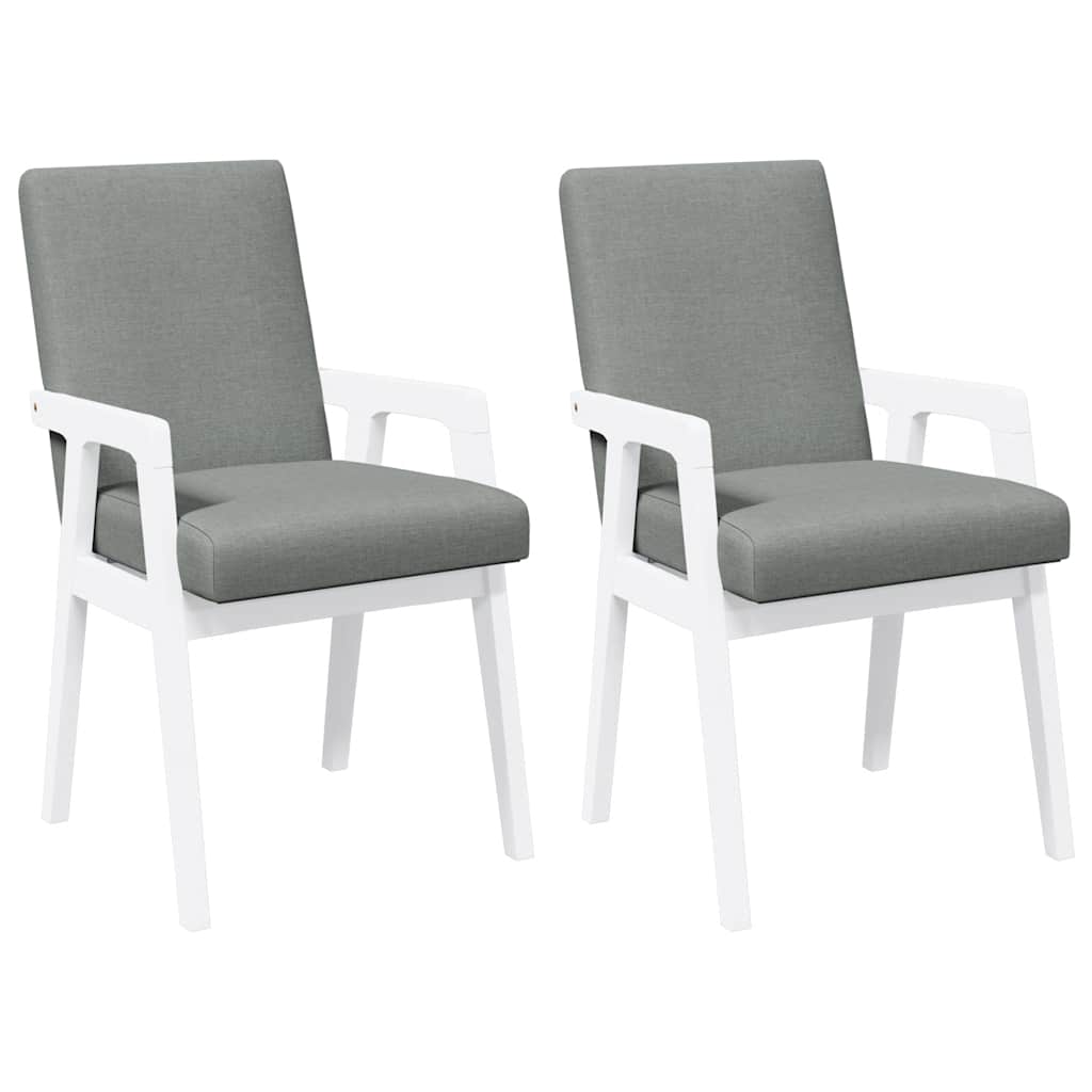 vidaXL Sedie da Pranzo con Cuscini 2 pz Bianco Legno Massello di Hevea