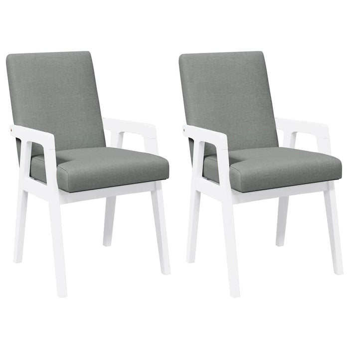 vidaXL Sedie da Pranzo con Cuscini 2 pz Bianco Legno Massello di Hevea