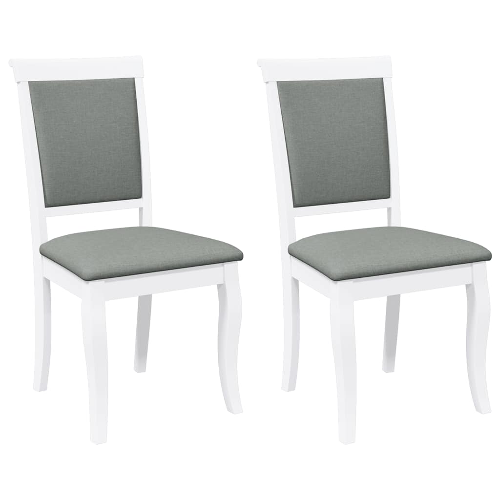 Sedie da Pranzo con Cuscini 2 pz Bianco Legno Massello di Hevea 4102489