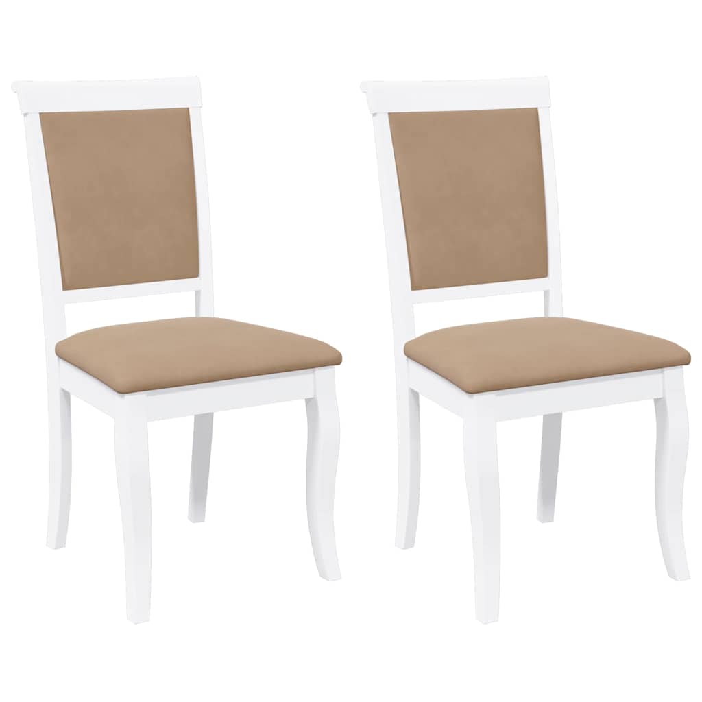 Sedie da Pranzo con Cuscini 2 pz Bianco Legno Massello di Hevea 4102490
