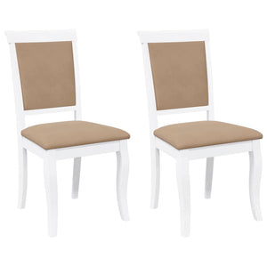 Sedie da Pranzo con Cuscini 2 pz Bianco Legno Massello di Hevea 4102490