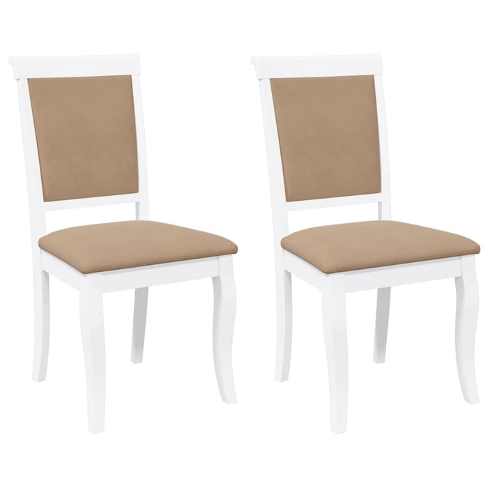 Sedie da Pranzo con Cuscini 2 pz Bianco Legno Massello di Hevea 4102490