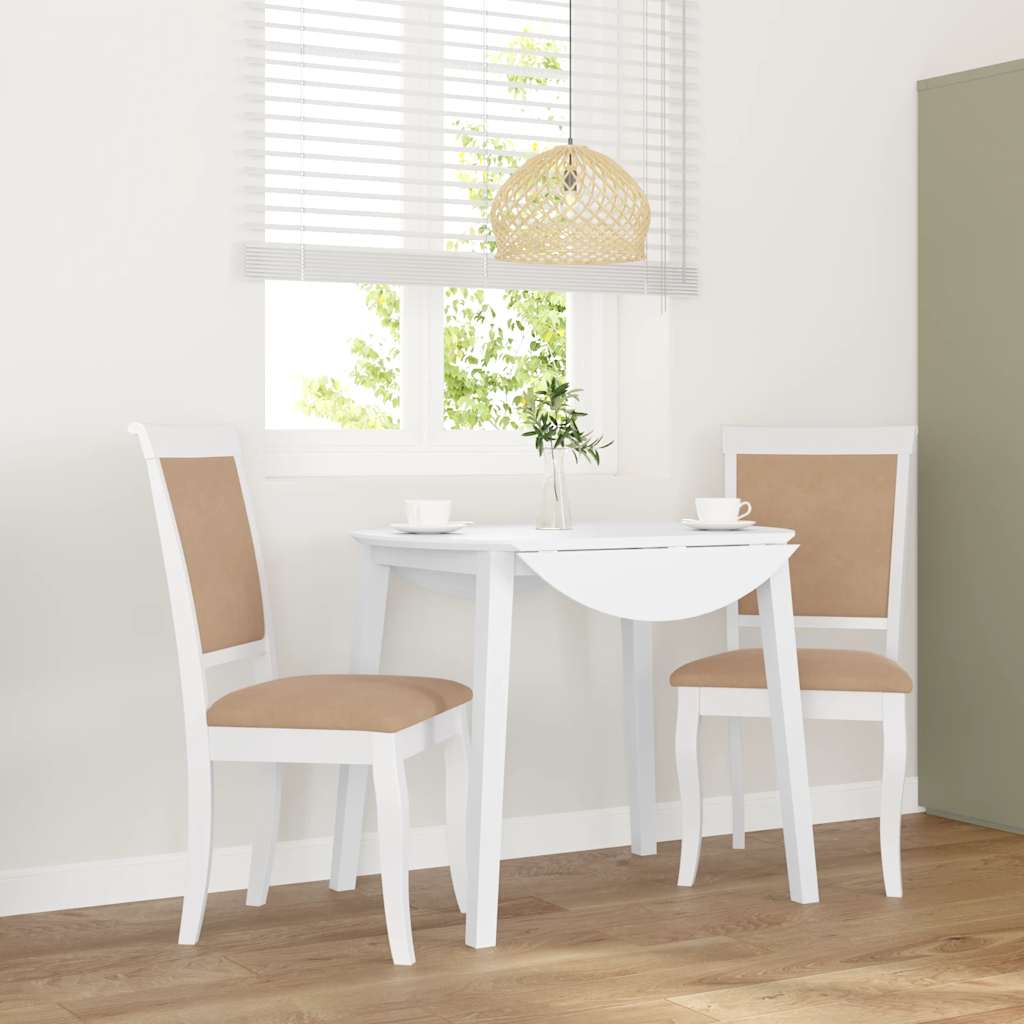 Sedie da Pranzo con Cuscini 2 pz Bianco Legno Massello di Hevea 4102490