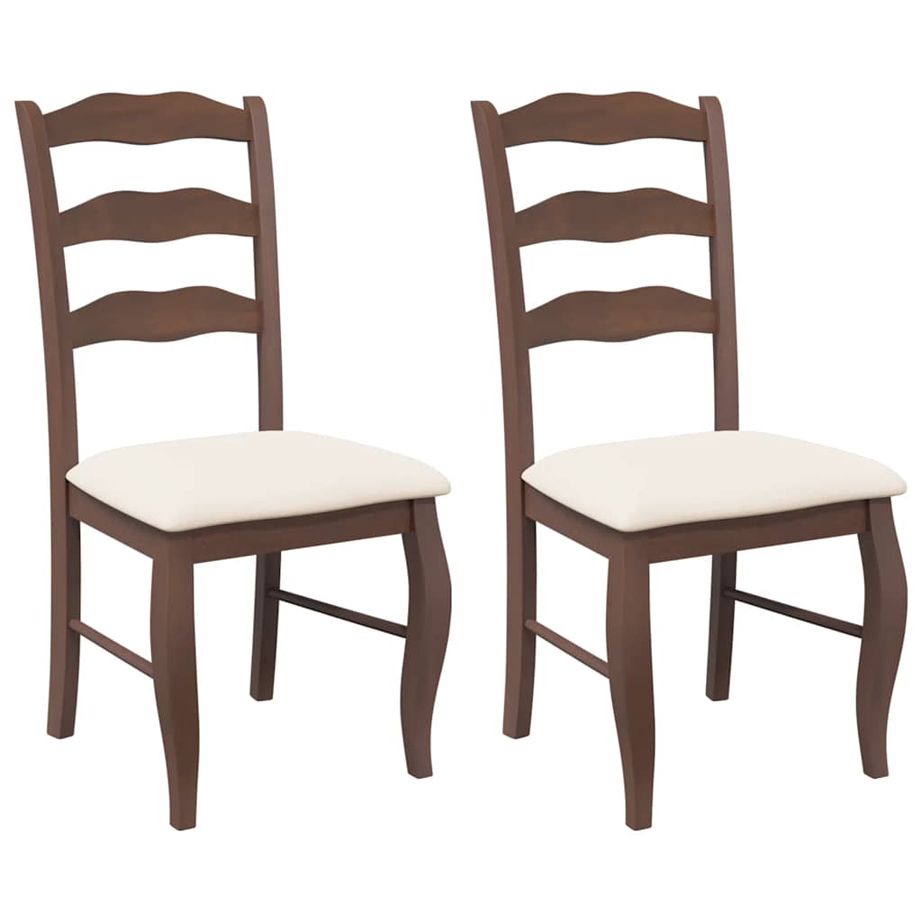 Sedie da Pranzo con Cuscini 2pz Marrone Legno Massello di Hevea 4102491