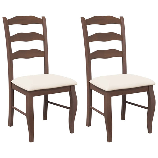 Sedie da Pranzo con Cuscini 2pz Marrone Legno Massello di Hevea 4102491