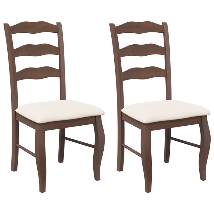 Sedie da Pranzo con Cuscini 2pz Marrone Legno Massello di Hevea 4102491