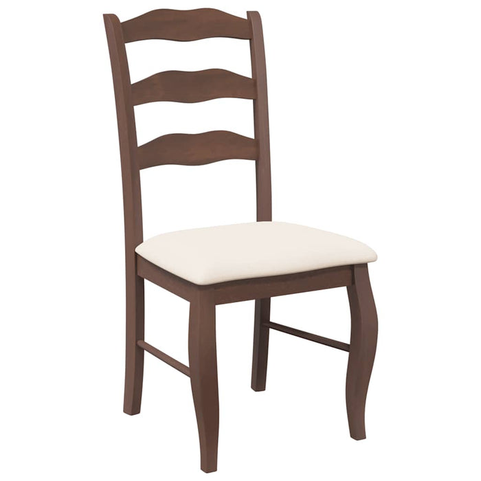 Sedie da Pranzo con Cuscini 2pz Marrone Legno Massello di Hevea 4102491