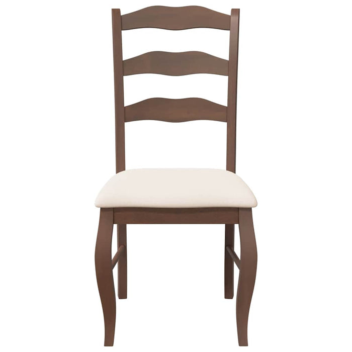 vidaXL Sedie da Pranzo con Cuscini 2pz Marrone Legno Massello di Hevea
