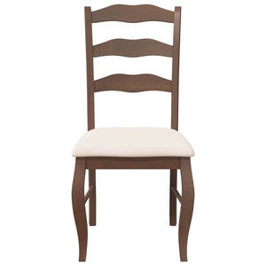 Sedie da Pranzo con Cuscini 2pz Marrone Legno Massello di Hevea 4102491