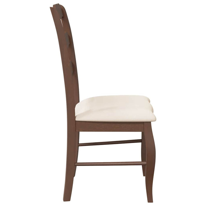 Sedie da Pranzo con Cuscini 2pz Marrone Legno Massello di Hevea 4102491