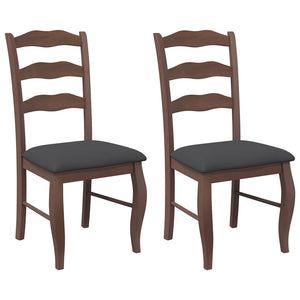 vidaXL Sedie da Pranzo con Cuscini 2pz Marrone Legno Massello di Hevea