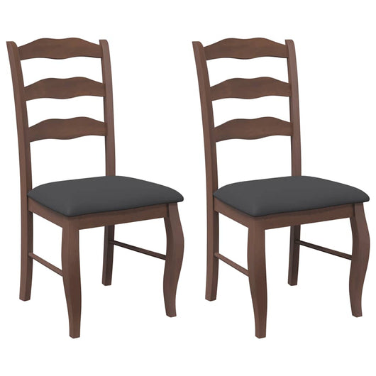 vidaXL Sedie da Pranzo con Cuscini 2pz Marrone Legno Massello di Hevea