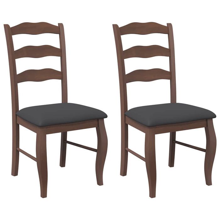 vidaXL Sedie da Pranzo con Cuscini 2pz Marrone Legno Massello di Hevea