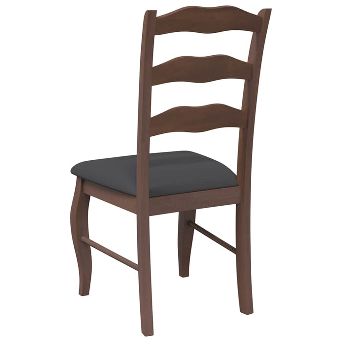 Sedie da Pranzo con Cuscini 2pz Marrone Legno Massello di Hevea 4102492