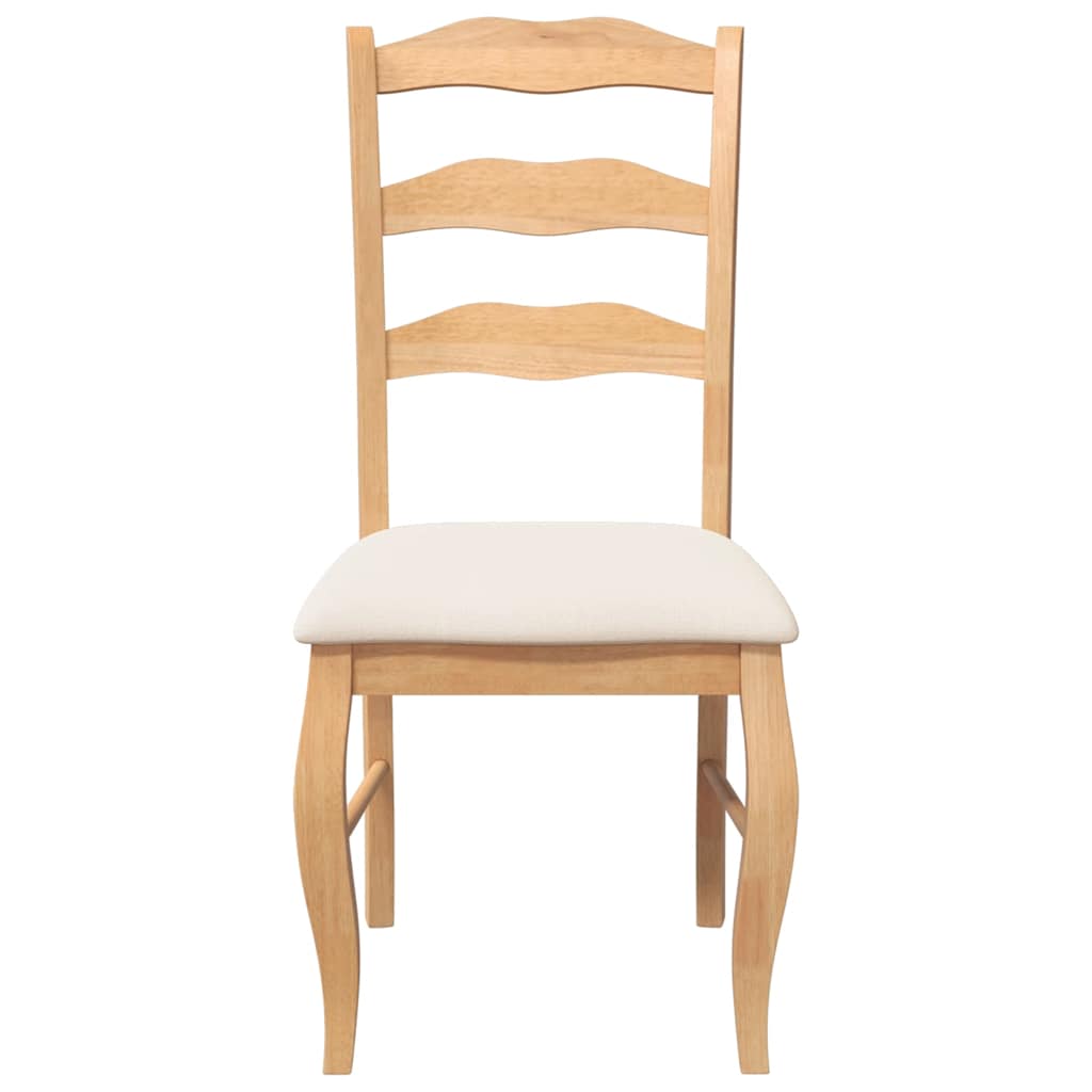 vidaXL Sedie da Pranzo con Cuscini 2 pz Naturale Legno Massello Hevea