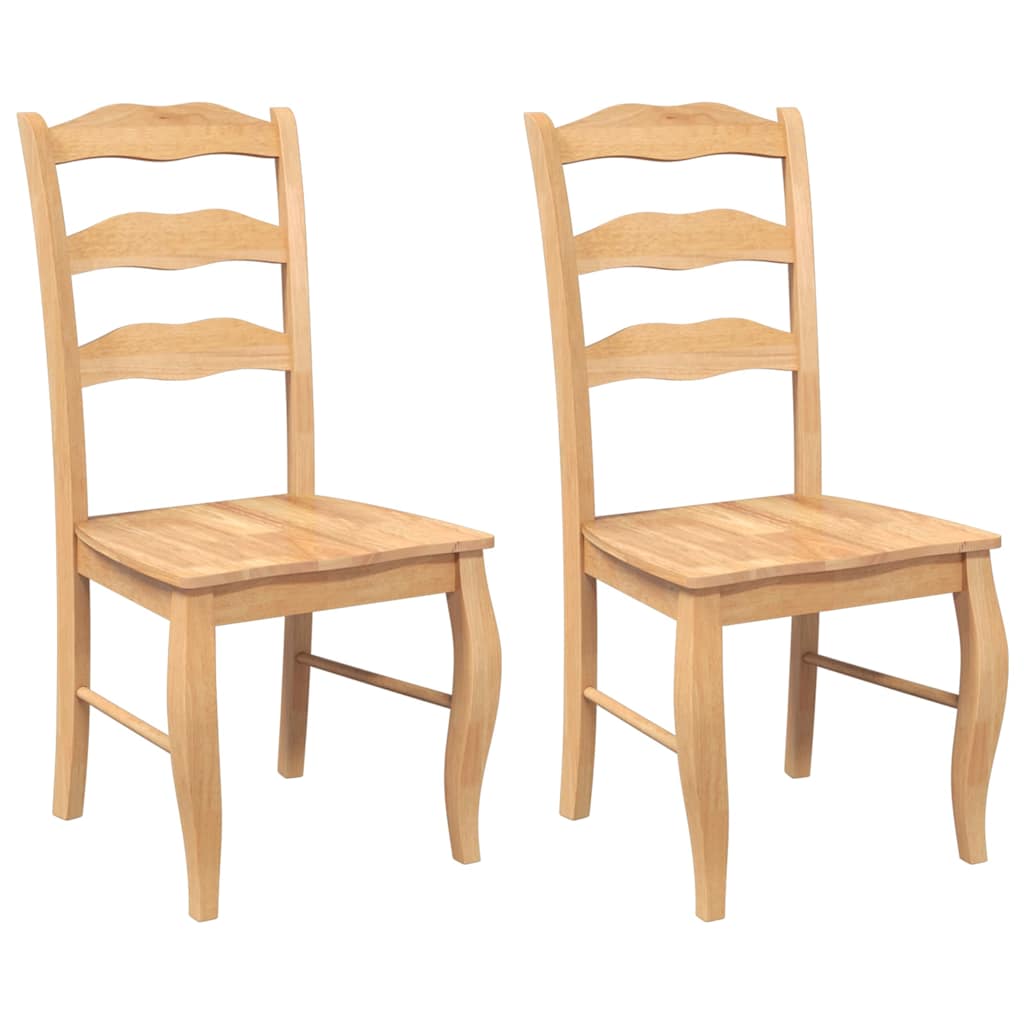 Sedie da Pranzo 2 pz Naturale in Legno Massello di Hevea