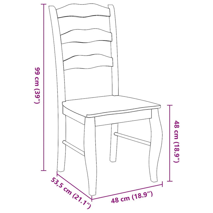 Sedie da Pranzo 2 pz Naturale in Legno Massello di Hevea 4102494