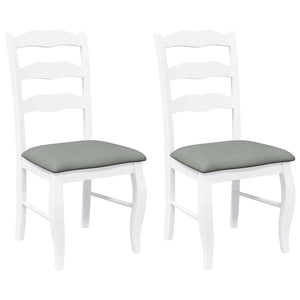 Sedie da Pranzo con Cuscini 2 pz Bianco Legno Massello di Hevea