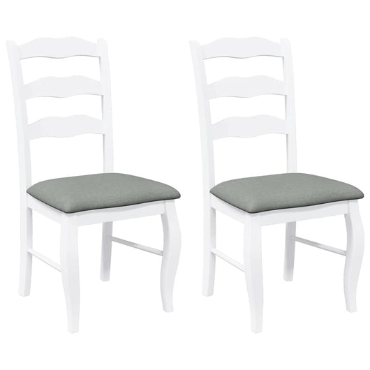 Sedie da Pranzo con Cuscini 2 pz Bianco Legno Massello di Hevea