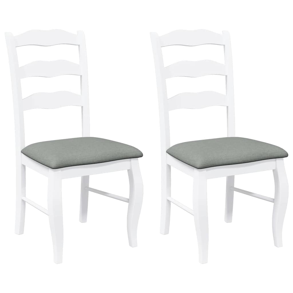 Sedie da Pranzo con Cuscini 2 pz Bianco Legno Massello di Hevea 4102495