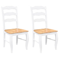 Sedie da Pranzo 2 pz Bianche in Legno Massello di Hevea