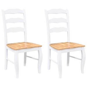 Sedie da Pranzo 2 pz Bianche in Legno Massello di Hevea 4102496